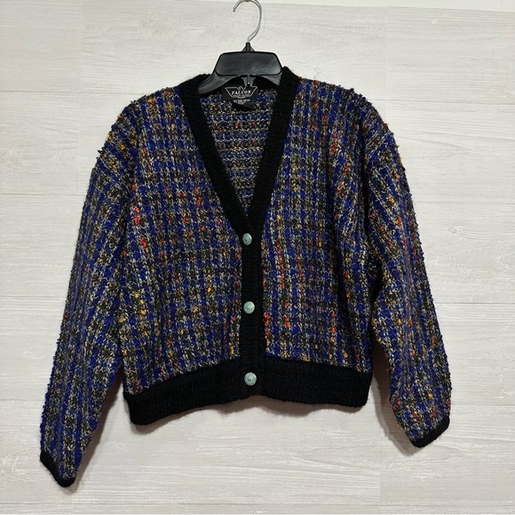 Falcon Italian Design Cropped Grandpa Sweater Size Large - Picture 1 of 6